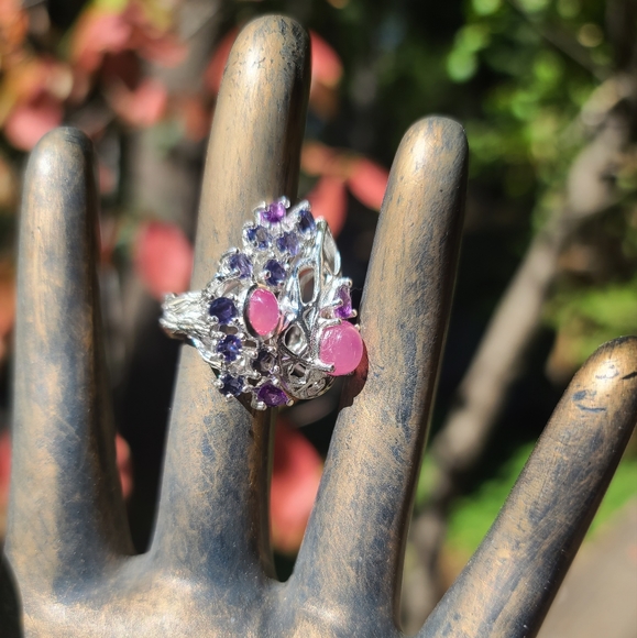 Star Ruby Amethyst & Lolite Sterling ring sz6.5 - Picture 7 of 10